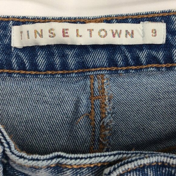 Tinseltown Distressed Crop Jeans Juniors Size 9 Stonewashed Straight Leg 27x25 - Picture 7 of 8
